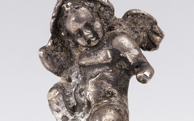 Ancient Greek, Hellenistic Silver Eros. Very nice figure! Dilver and gold! - (1)