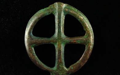 Ancient Roman Bronze Rota Fortunae/Wheel of Fortune Pendant - 5.7 cm (No Reserve Price)