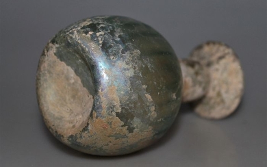 Ancient Roman Glass Bottle with ribs decor - 13×8×5 cm - (1)