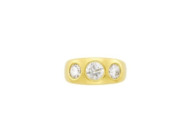 Andrew Clunn Hammered Gold and Diamond Gypsy Ring