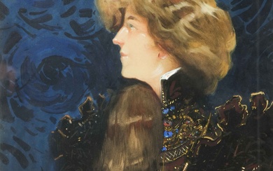 Ange SUPPARO (1870-1948) Portrait présumé de Sarah BERNHARDT Gouache et aquarelle Signée en bas à...