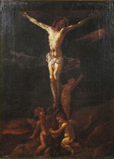 Anonymous - Antique Genoese School Painting - Crucifixion