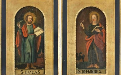 Anonymous sacral painter of the 18th century, the evangelists Luke and John with book, pen and