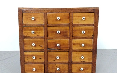 Antique 15 Drawer Chest with Porcelain Knobs