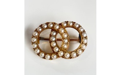 Antique Brooch 18K Yellow Gold with Pearls