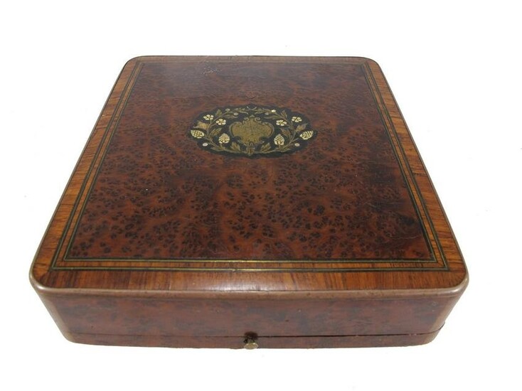 Antique French inlaid wood box