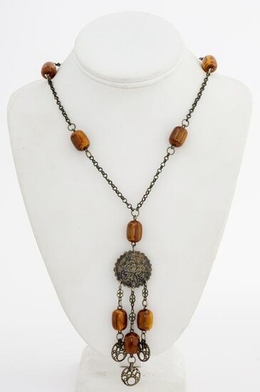 Antique North African Silver Faturan Necklace