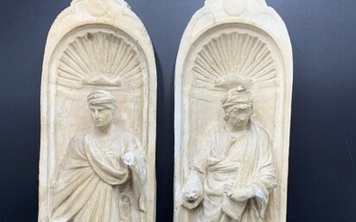 Antique Pair of Roman Sculpture Wall Plaques