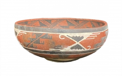 Antique Southwestern Polychrome Terracotta Pottery Bowl