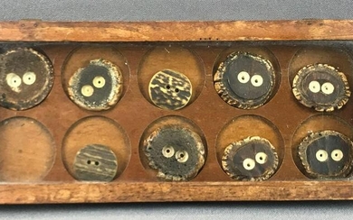 Antique Horn Buttons in Display Case