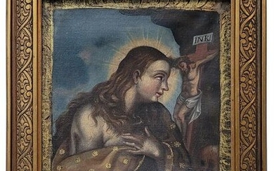 Antique religious oil on canvas painting