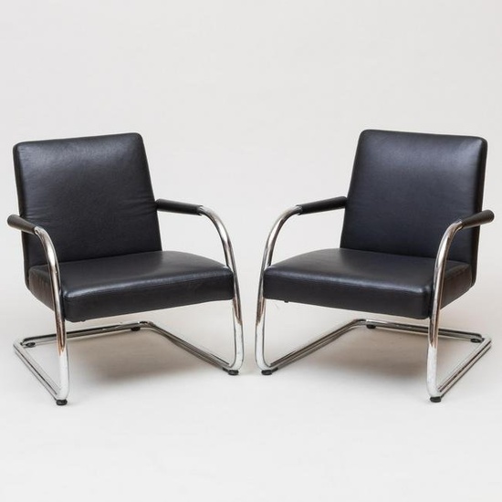 Antonio Citterio for Vitra Chrome and Leather Armchairs