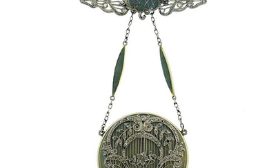 Art Deco Lapel Watch Pendant Pin Diamond Platinum Gold