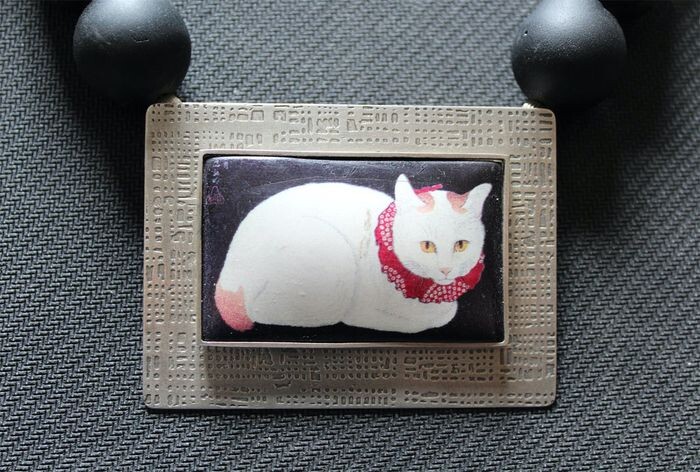 Art Heaven Jewelry - Vintage & Sterling Silver Silver - Resting Cat Pendant With Choker