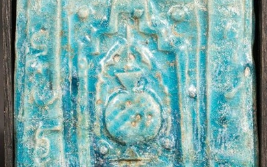 Arte Islamica A turquoise glazed Kashan moulded mihrab