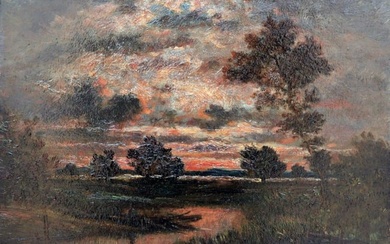 Artist Unknown (19th Cent.) Dark Sunset Landscape