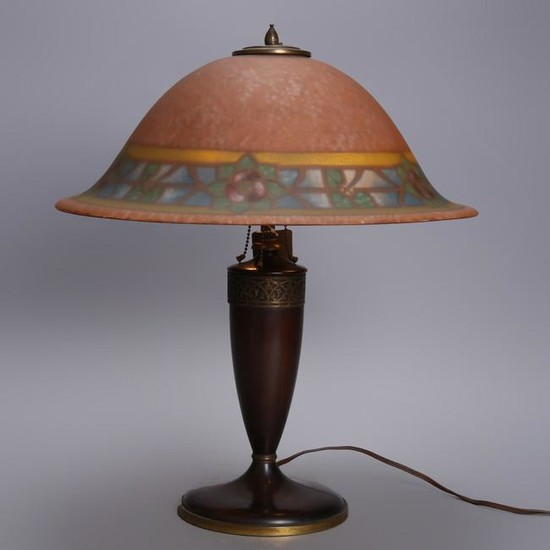 Arts & Crafts Pairpoint Lamp with Reverse Painted Shade