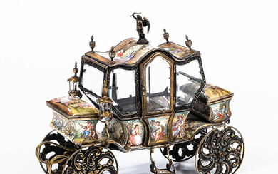 Austrian Silver-gilt and Enamel Miniature Carriage