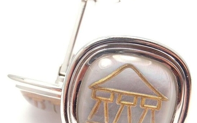 Authentic! Temple St Clair 18k Yellow Gold Crystal MOP Temple Cufflinks