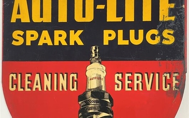 Auto-Lite Spark Plugs Metal Flange Advertising Sign