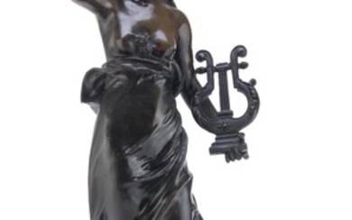 BRONZE SCULPTORE OF ALLEGORY OF MUSIC 20TH CENTURY