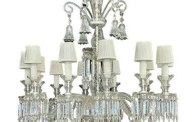 Baccarat Style Chandelier, Crystal, 12 Light, Hollywood Regency, Monumental