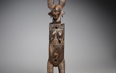 Bambara People, carved wood figural lock