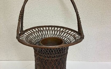 Bamboo basket - Bamboo - 竹花器(Take Kaki), signed Maishisai“眉士斎” - Japan - Meiji period (1868-1912)