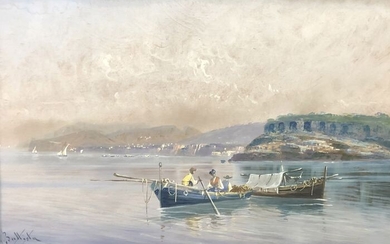 Battista Giovanni (Avellino, 1858 - Napoli, 1925 ) - Paesaggio della Costiera