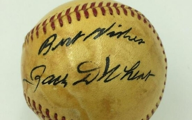 Beautiful Zack Wheat Single Signed American League Harridge Baseball JSA COA HOF