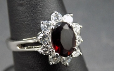 Beautiful approx. 4.80cwt. garnet and CZ sterling