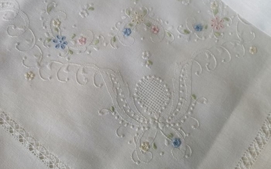 Bellavia pure linen sheet, handmade embroidery - Linen - After 2000