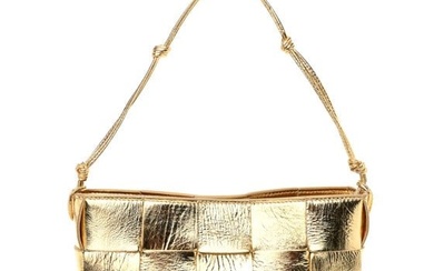 Bottega Veneta Metallic Lambskin Intreccio Cassette Knot Bag Gold
