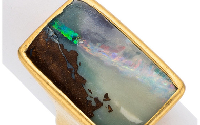 Boulder Opal, Gold Ring, Lilly Fitzgerald The ring centers...