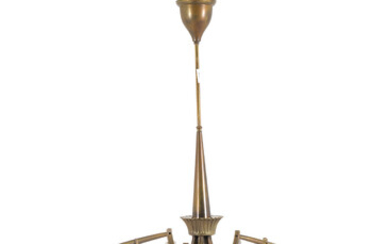 Brass and metal chandelier. LUMI. 1950s