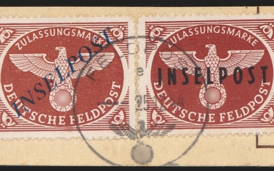 Briefstück - D. Feldpost Nr. 9 (Rhodos) in Mischfrankatur mit Nr. 10B (Agram)