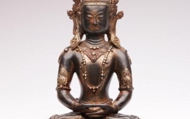 Bronze Bodhisattva Sitting on Lotus Petal Base (H42cm)