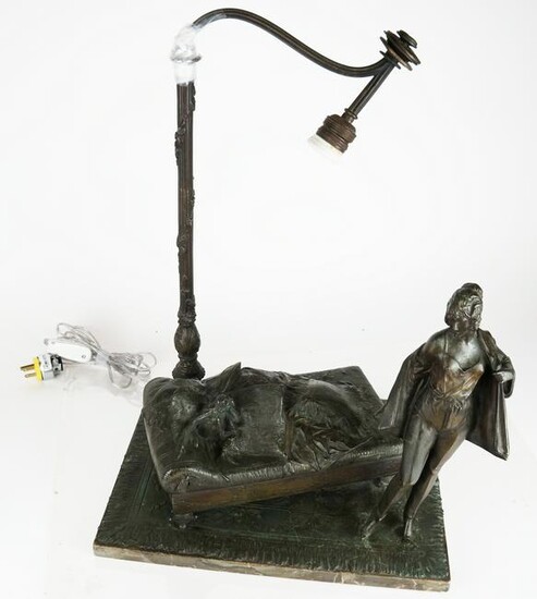 Bruno ZACH: Bronze Erotic Boudoir Lamp
