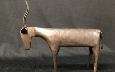 Brutalist Mcm Metal Art Iron Antelope Sculpture