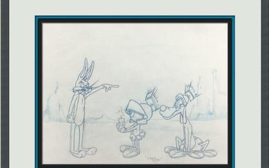 Bugs Bunny Martian K9 Virgil Ross Original Signed Concept Production Drawing