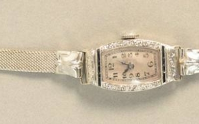 Bulova 18K white gold ladies vintage wristwatch.
