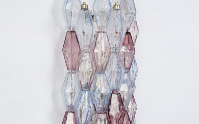 CARLO SCARPA. Wall lamp, model 'Poliedri', Murano glass, metal, 1960s, Italy.