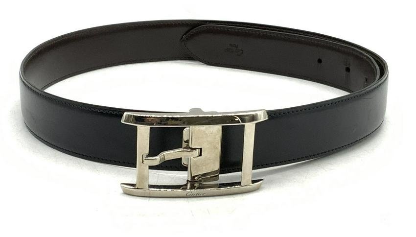 CARTIER Black leather Belt, Luxury Menswear