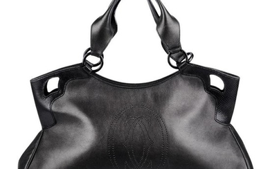 CARTIER - a black leather Marcello De Cartier handbag.