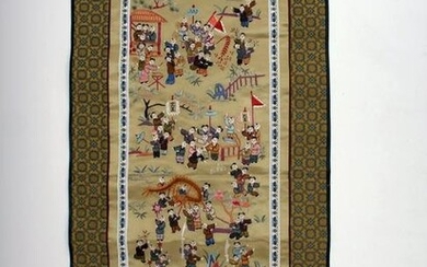 CHINESE SILK EMBROIDERY OF 100 BOYS