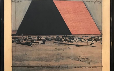 CHRISTO JAVACHEFF (1935-2020) The Mastaba of Abu Dhabi - 1979 Affiche offset en couleurs contrecollée...