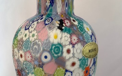 Campanella, Vaso moderno con murrine Arlecchino trasparente ( in regalo un fermacarte in murrina) - Vase - Glass