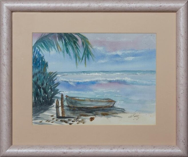 Caribbean School, "Boat in the Sand," 21st c.