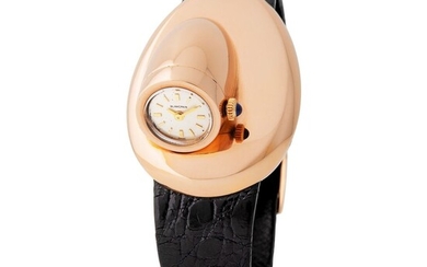 Cartier. Extraordinary and Unique Ogival Design Wristwatch in Pink Gold, Special Prototype Order Made for the Former Owner of the Cartier Company Confirmed by the Certificate from the Maison Cartier