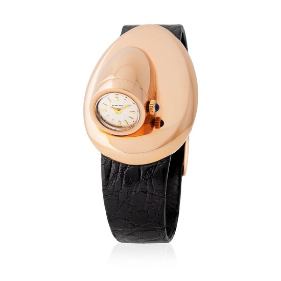 Cartier. Extraordinary and Unique Ogival Design Wristwatch in Pink Gold, Special Prototype Order Made for the Former Owner of the Cartier Company Confirmed by the Certificate from the Maison Cartier